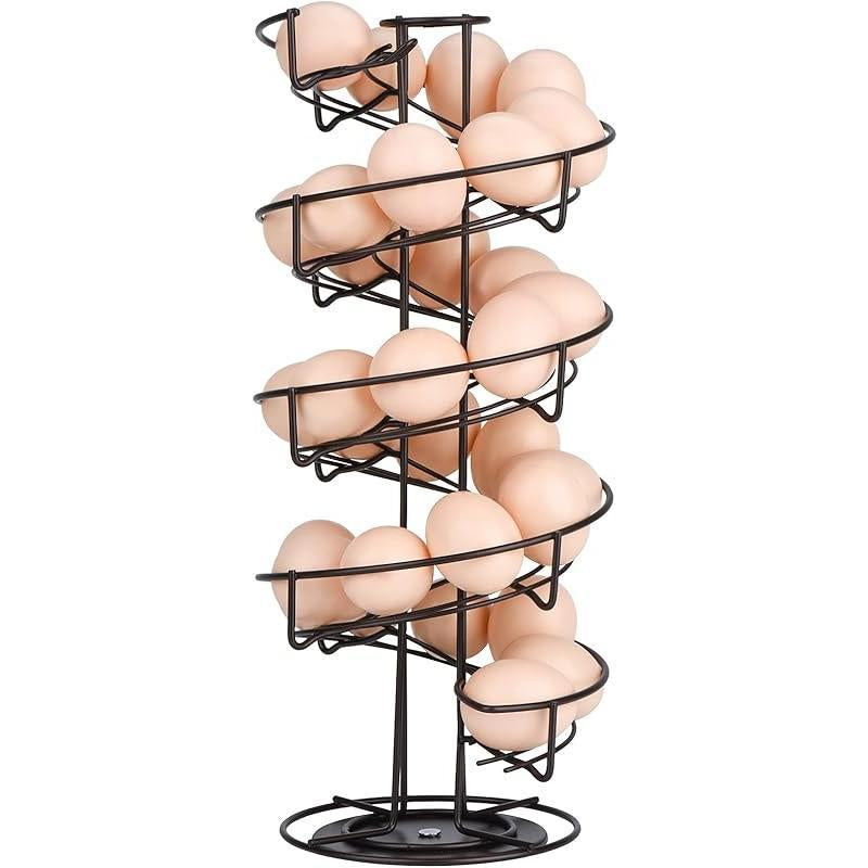 Spiral Design Metal Egg Skelter Dispenser Rack Storage Display Rack Black Organiser