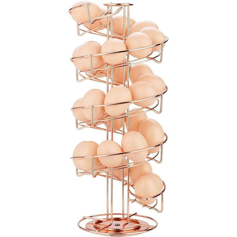 Spiral Design Metal Egg Skelter Dispenser Rack Storage Display Rack Black Organiser