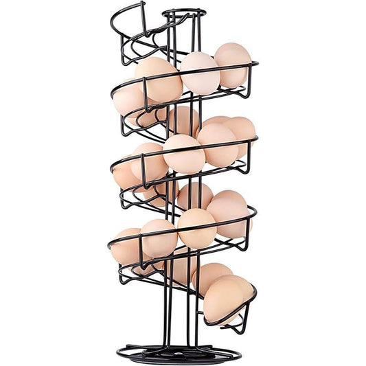 Spiral Design Metal Egg Skelter Dispenser Rack Storage Display Rack Black Organiser