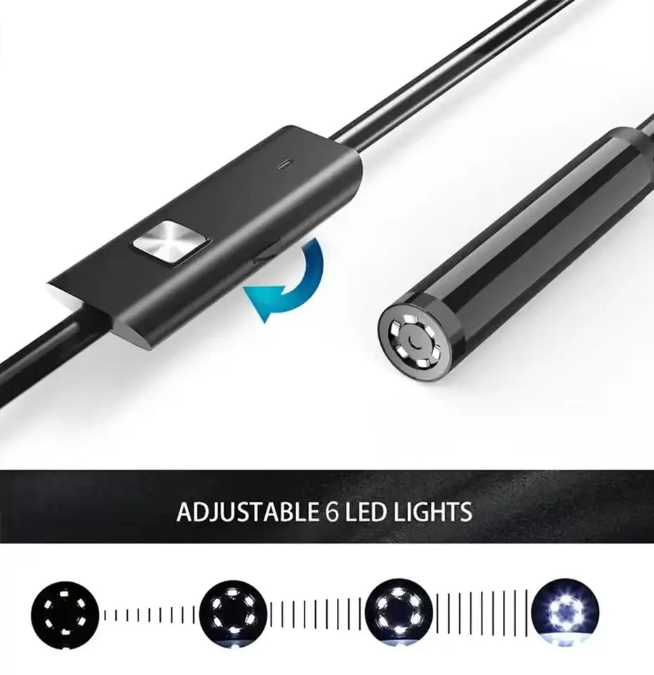 7.0MM TYPE-C Endoscope Camera IP67 Waterproof 6 Leds Adjustable USB Android Flexible Inspection Borescope Cameras for Phone PC